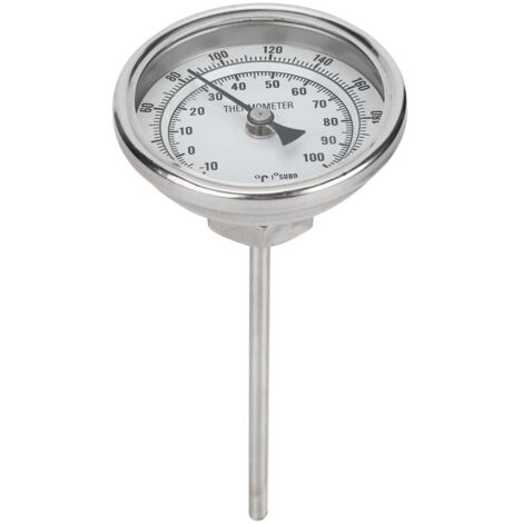1/2 NPT Thread Stainless Steel Dial Thermometer Homebrew Kettle Thermometer 0‑220℉ /‑10‑100℃ (1/5)