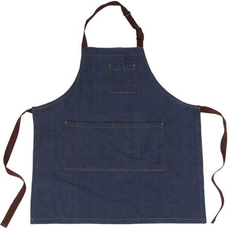 Unisex Denim Working Pockets Apron for Drawing Painting Restaurant Coffee Waiter (Blue)