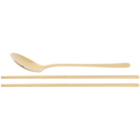 304 Stainless Steel Spoon Chopsticks Set Korean Style Cutlery Christmas Gift (Gold) (1/5)