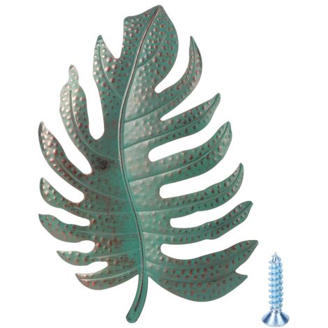 Wall Hanging Iron Simulated Blue Leaf Ornament Art Craft for Home Interior Wall Decoration (1/5)