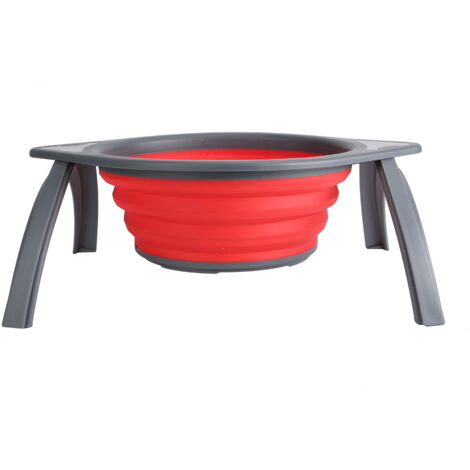 Portable Kitchen Silicone Folding Filter Fruit Vegetable Washing Basket Strainer with HolderRed Grey (1/5)