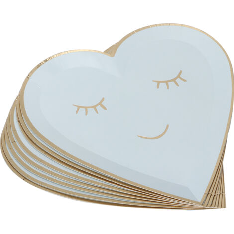 8Pcs 9 Inch Blue Cute Shape Disposable Cake Paper Plate Tableware for Party BBQ Picnic (1/5)