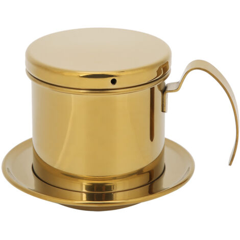 Vietnamese Stainless Steel Coffee Filter Drip Pot Maker Pot Home Kitchen Office Restaurant Cafe UseGloss Gold