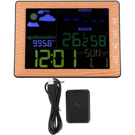 Wireless Weather Forecast Color Screen Alarm Clock Indoor Outdoor Sound Control Clock (1/5)