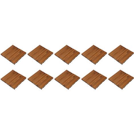 10PCS Wood Floor Blocks Corrosion Resistance Splicing Flooring Tiles for Outdoor Terrace Balcony