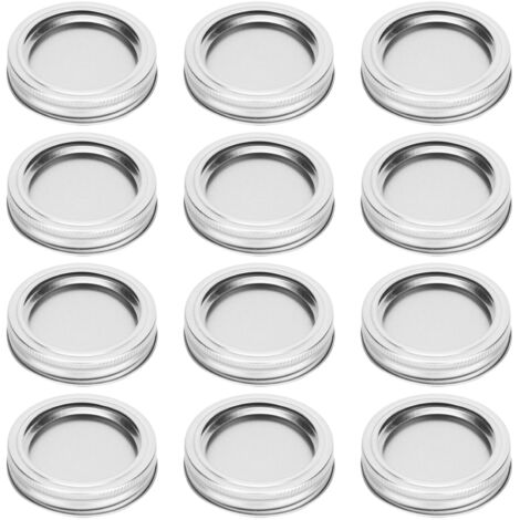 12pcs 70mm Round Regular Mouth SplitType Jar Lid Container Sealing Cover for Spice Honey Canning(XH00177 Silver ) (1/5)