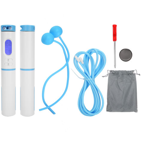 Exercise Jumping Rope Intelligent Counting Timing Cordless Skipping Rope Fitness Equipment(Blue White Handle Steel Wire Rope 2pcs Ball )