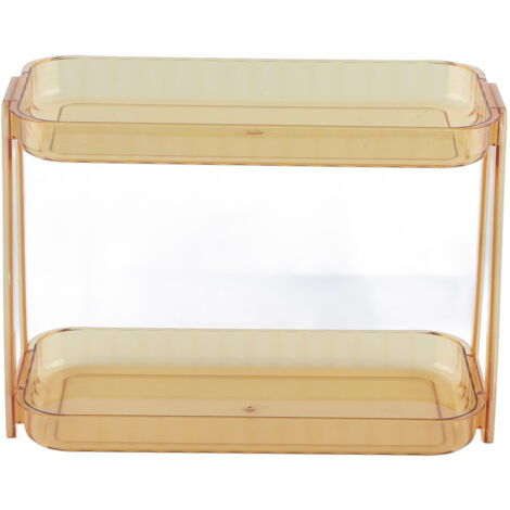 Cosmetic Storage Rack Double Layer Clear Detachable Modern Countertop Cosmetic Organizer for Dressing Table Dark Brown (1/5)
