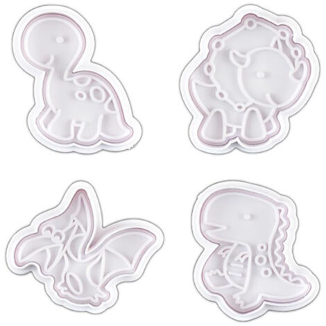 4pcs Baking Mold Safe Easy Demoulding Heat Resisting Dinosaur Shape Fondant Cake Molds for Biscuits Chocolates Candies (1/5)