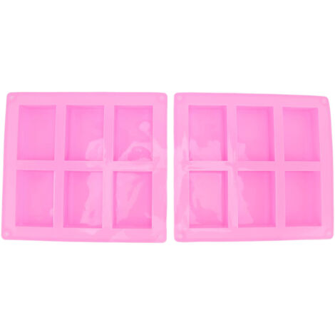 2Pcs Silicone Mold 6 Grids Heat Resistant Flexible Reusable Silicone Mold for Making Soaps Baking Cakes Muffins Pink (1/5)