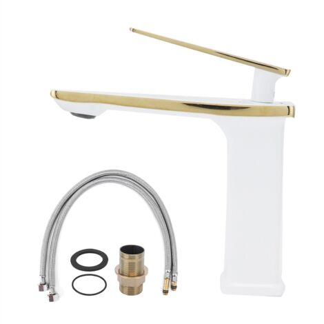 Copper Wash Basin Tap Hot Cold Mixing Faucet with Single Hole Long Handle for Bathroom UseG9/16 (1/5)