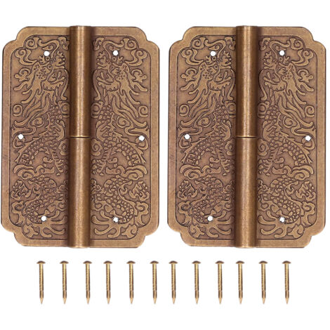 2Set Furniture Hinge Retro Antique Brass Hinges Hardwares for Cabinet Jewelry Box (1/5)