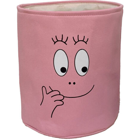 Fabric Storage Basket Collapsible Waterproof Cartoon Canvas Toy Organizer Laundry Basket for Playroom Bedroom Pink Three Layers Thickened 35x40cm / 13.8x15.7in (1/5)