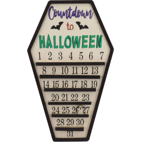 Countdown Halloween Calendar Reusable Advent DIY Moving Wooden Holiday Sign Decor for Home Desktop Ornament (1/5)