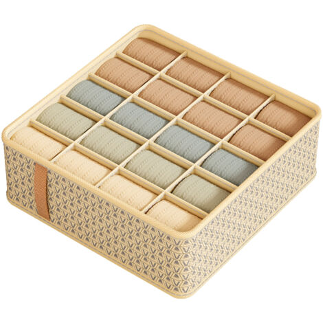 Closet Drawer Organizer Dividers Fabric Dresser Closet Organizers Storage Bins Space Saving Mess Free Beige 20 Grid 32x32x11cm (1/5)