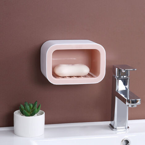 Wall Mount Soap Rack Drain Toilet Suction Disc Punch Free Box Student Dormitory Supplies Nordic 1 Layer Pink (1/5)