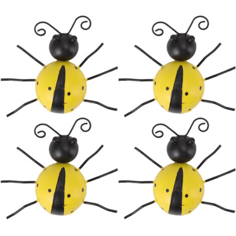 4Pcs Ladybug Wall Decor Lady Bug Ornament Wrought Iron Insect Figurine Home Decoration (1/5)