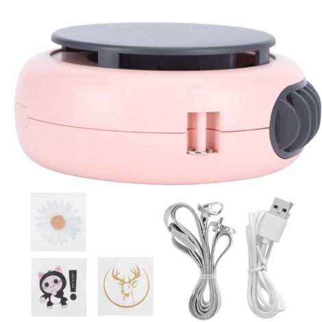 Small Round Neck Fan with Pattern Portable USB Charging Fan Desktop Fan for Dormitory Home (1/5)