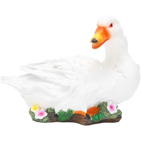 Resin Duck Statue Simulation Duck Ornament Model Decoration for Outdoor Garden YardWhite (1/5)