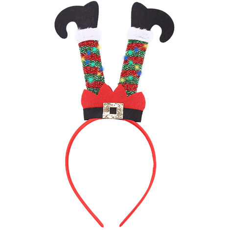 Children Christmas Headband with Lights Elf Leg Hair Band Kids Hair Accessories Christmas Party Fancy Dress Headwear (1/5)