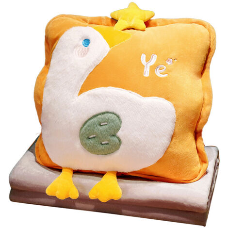 Travel Blanket and Pillow Set Multifunctional Plush Cute Animal Hand Warmer Blanket Pillow for Office Dorm Home Goose (1/5)