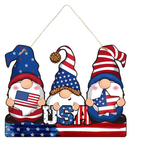 Independence Day Gnome Wooden Welcome Sign 4th of July Gnome Wood Hanging Decoration Party Decors (1/5)