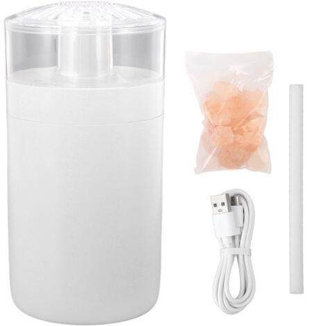 250ml Portable Mini Humidifier USB Powered Crystal Rock Desktop Humidifier for Car Office Bedroom Living Room White (1/5)
