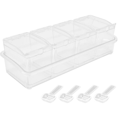 Seasoning Storage Box Spice Pots Storage Container Condiment Jar with Cover and Spoon for Salt Monosodium (1/5)