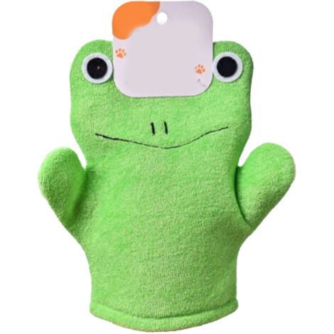Exfoliating Washcloth Body Scrubber Pretty Design Massage Bath Cloth for Kids Adults Green Frog Free Size