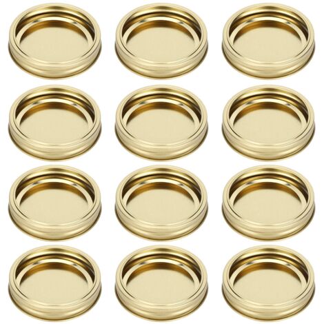12Pcs Stainless Steel Split Type Glass Jar Lids Round Leakproof Sealing Covers Kitchen Supply(XH00179 Gold ) (1/5)