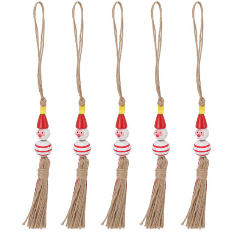 5Pcs Christmas Beads Ornament Cute Bright Colors Strong Wood Snowman Wooden Beads for Tree Door Bedroom Type 1 (1/5)
