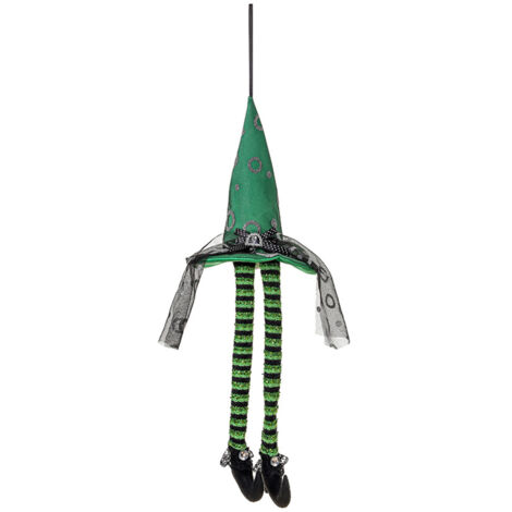 Halloween Lighted Hanging Witch Hat with Long Legs Light Up Witch Hats for Indoor Outdoor Trees Porch Party Decorations (1/5)