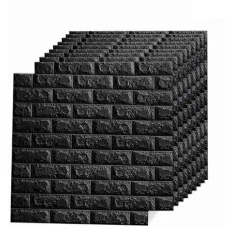 10 Pcs Black Wallpaper 3D Wall Sticker Waterproof Self Adhesive Peel and Stick Wallpaper 35x38cm (1/5)