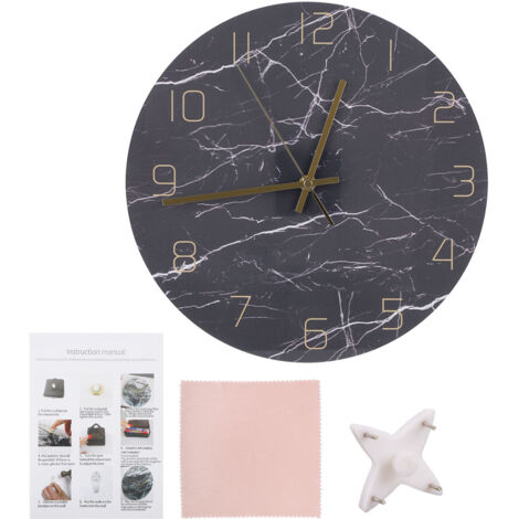 Wall Clock Nordic Decorative Marble Printing Mute Round Hanging Clock Home Decoration (1/5)