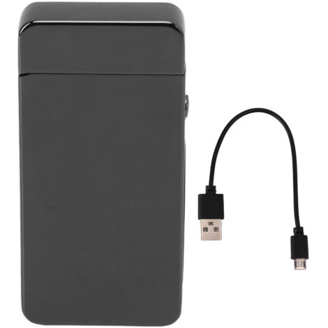 Electric Dual Arc Lighter Rechargeable Windproof Flameless 220mAh Aluminium Alloy USB Lighter Black (1/5)