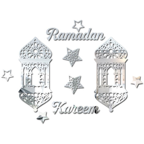 Eid Mubarak Acrylic Mirror Wall Stickers Self Adhesive Wall Decals Ramadan Festival Decoration (1/5)