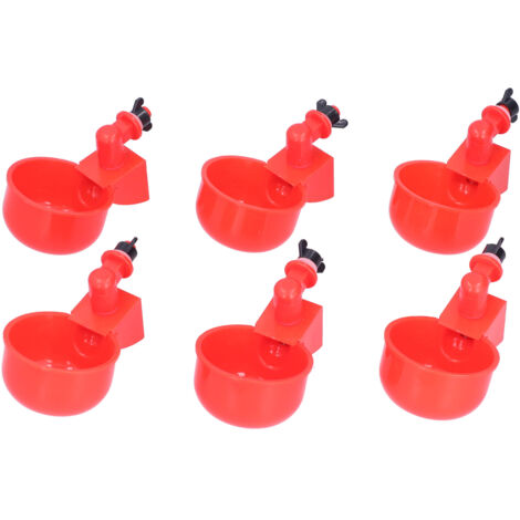 6PCS Chicken Water Cups 1/8in Portable Bowl Type Stainless Steel Spring Automatic Watering Chicken Water Feeder (1/5)