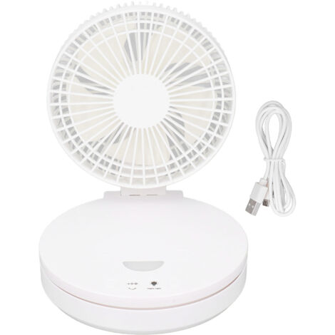 Desktop Fan Adjustable USB Charging Quiet Mini Table Fan with Night Light for Home Bedroom Office (1/5)