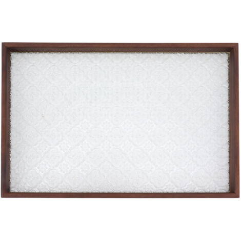 Rectangle Tea Serving Tray Walnut Glass Robust Wooden Glass Tea Tray for Cake Bread Breakfast Snack Large Size (1/5)