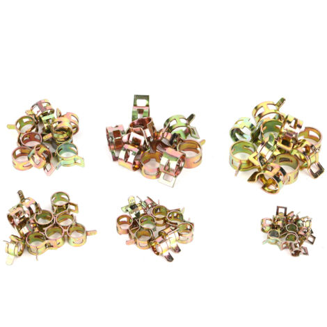 60pcs/Set Fuel Line Clamps Stainless Steel Tubing Pipe Spring Clips 6/9/10/12/14/15mm (1/5)