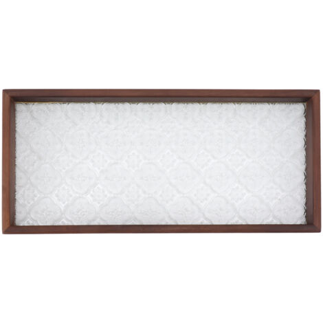 Rectangle Tea Serving Tray Walnut Glass Robust Wooden Glass Tea Tray for Cake Bread Breakfast Snack Small Size (1/5)