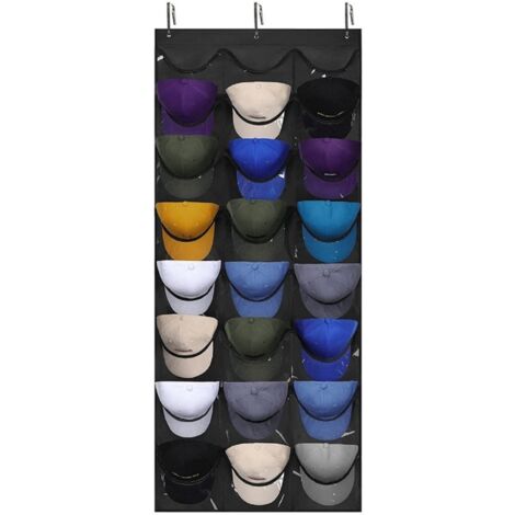 24 Pockets Hat Rack for Baseball Hat Organizer Hanging Hat Storage Holder for Closet Wall (1/5)
