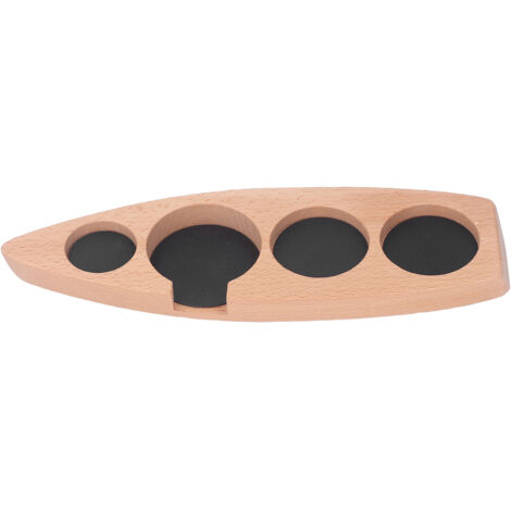 Coffee Tamper Holder Boat Shape 4 Slots Anti Slip Stable Wooden Coffee Tamping Station 51mm/2in (1/5)