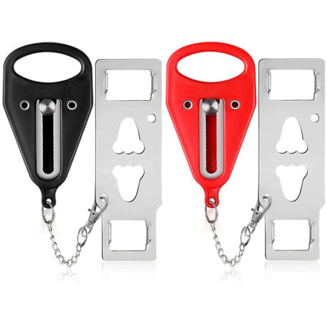 Security Door Lock Blocker Portable Punch Free Metal Piece Lockdown Lock for Home and Travel Red Small Hole (1/5)