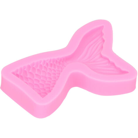Fishtail Shaped Silicone Mold Fondant Chocolate Mould Baking Tool for Cake Decoration PinkSmall 9x7x2cm (1/5)