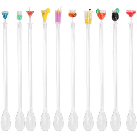 10PCS Cute Cocktail Drink Mixer Bar Stirring Mixing Sticks Spoons Bar Kitchen AccessoryL (1/5)