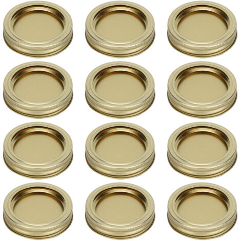12pcs 70mm Round Regular Mouth SplitType Jar Lid Container Sealing Cover for Spice Honey Canning(XH00176 Gold ) (1/5)