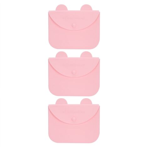 3Pcs Mouth-Muffle Storage Bag Portable Dustproof Reusable Silicone Organizer Case for OutdoorsPink (1/5)