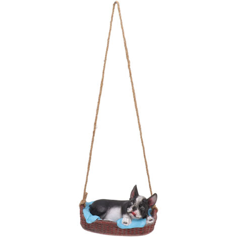 Garden Dog Statue Outdoor Resin Swing Ornament Hanging Decoration Home Bulldog Animal Gift Black (1/5)