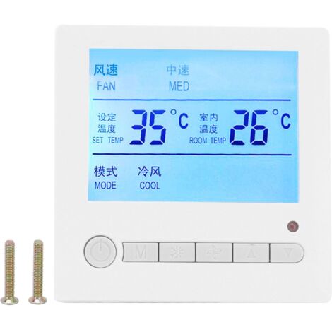 AC220V Intelligent LCD Thermostat Fan Coil Temperature Controller Air Conditioning Panel Switch (1/5)